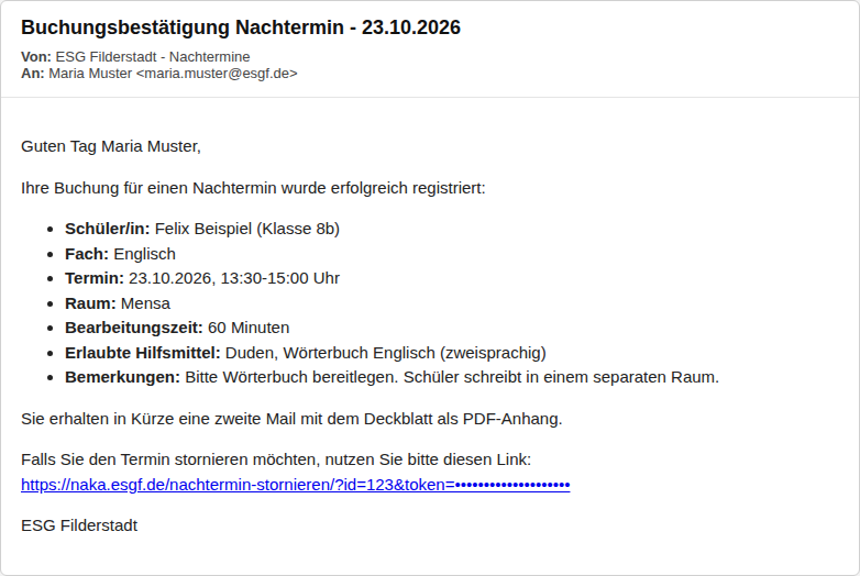 Buchungsbestätigung