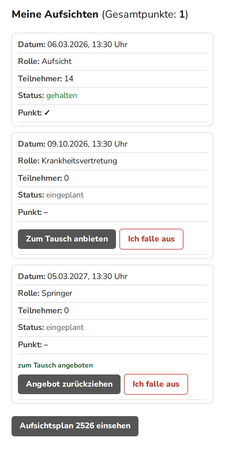 Mein Bereich am Handy
